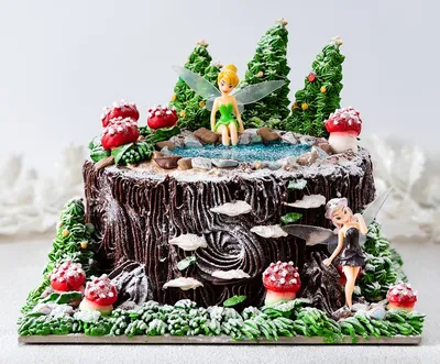 Winter Fairy Tree Stump Cake